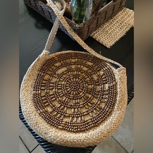 Beautiful Bohemian Brown Beige Bag With Beautiful Hand-beaded Beads